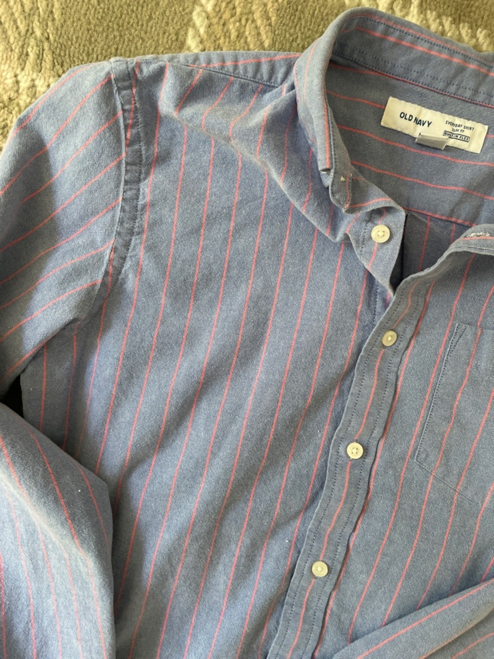 Old Navy cotton blue pink stripe button down shirt M